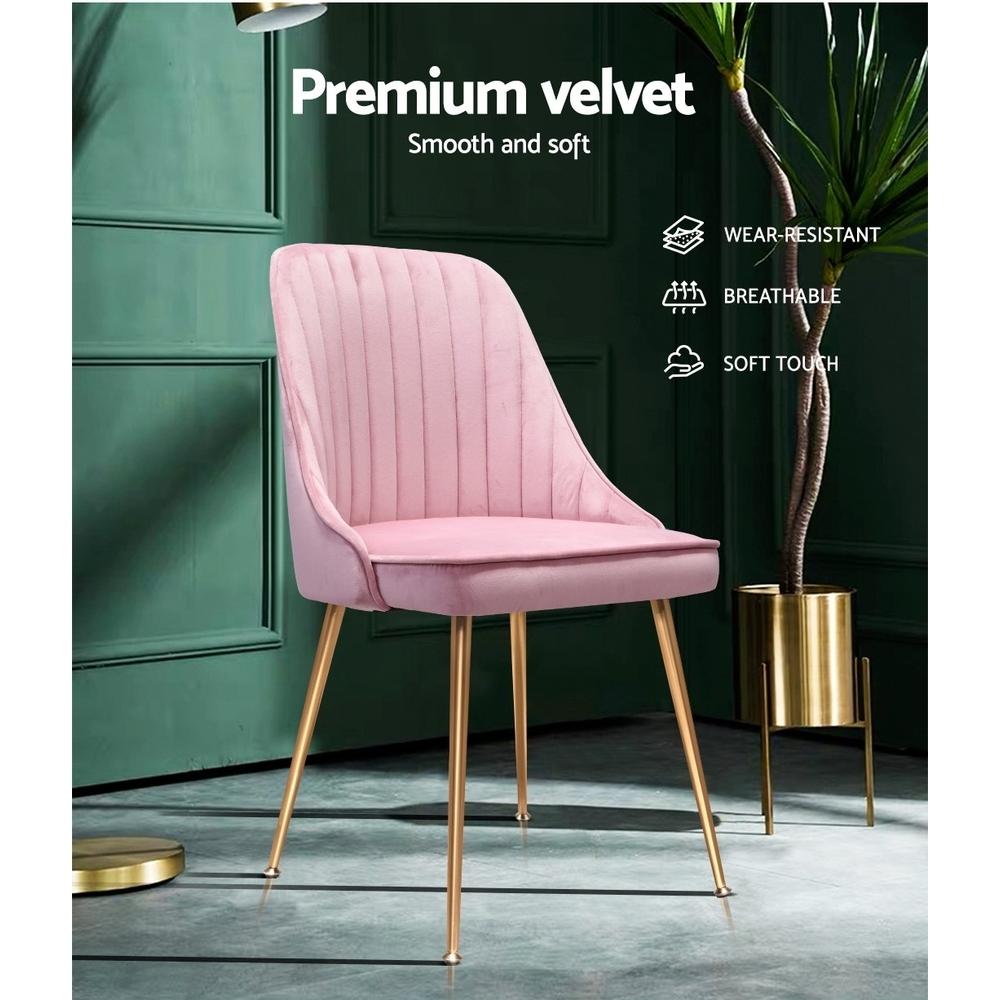 Electra | Modern Velvet Dining Chairs Australia | Set Of 2 | Pink