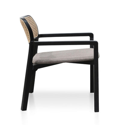 Garner | Grey Upholstered Rattan Wooden Dining Chair | Caramel Grey