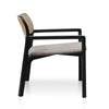 Garner | Anchor Grey, Caramel Grey, Fabric, Upholstered, Rattan, Coastal, With Arms, Modern, Wooden Dining Chair-Only Dining Chairs
