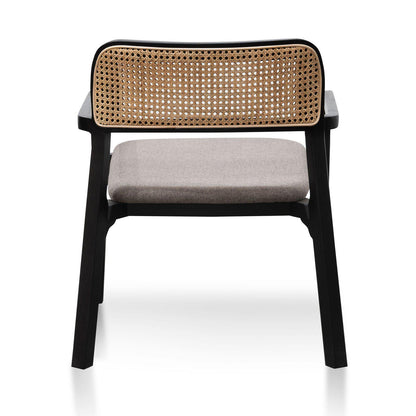 Garner | Grey Upholstered Rattan Wooden Dining Chair | Caramel Grey