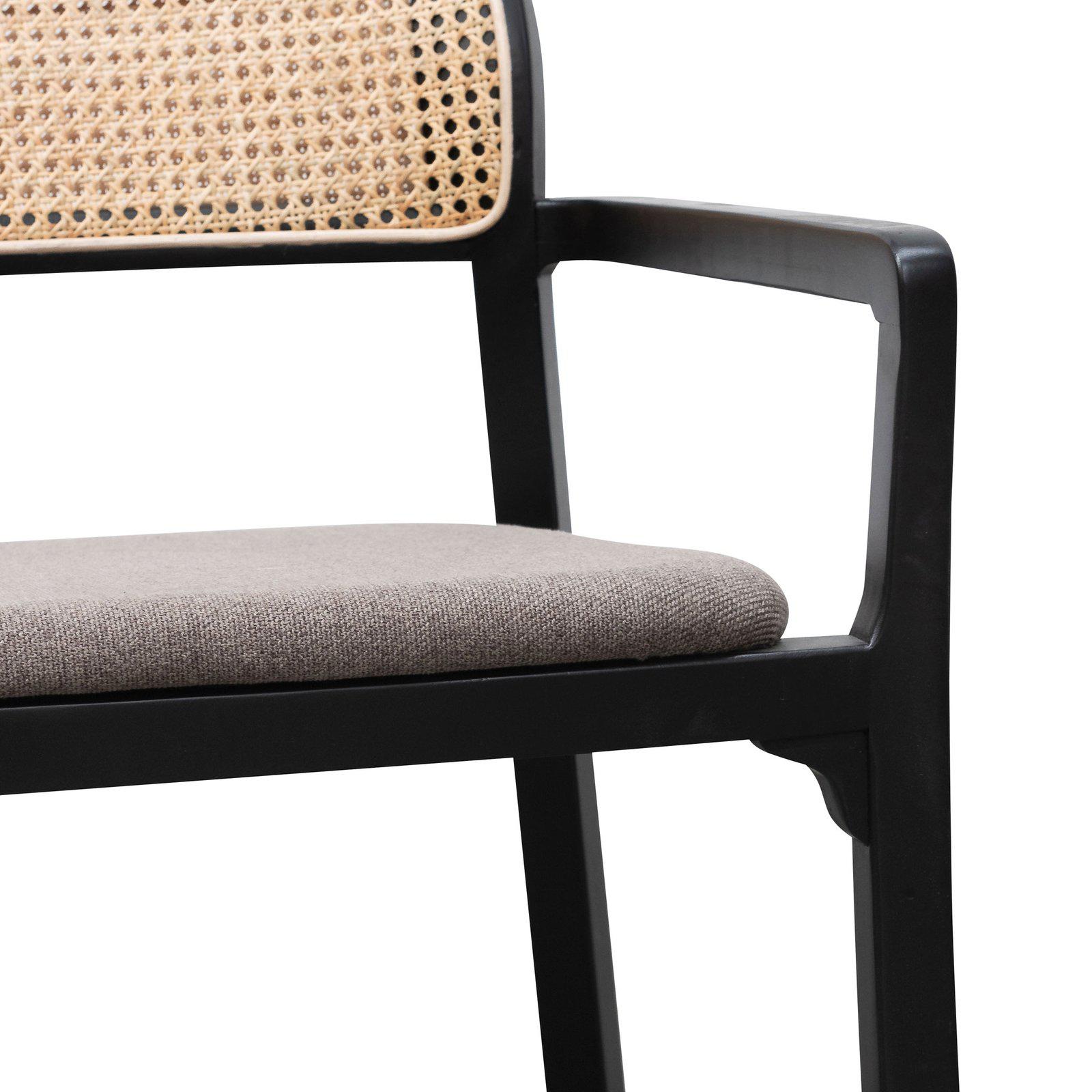 Garner | Grey Upholstered Rattan Wooden Dining Chair | Caramel Grey