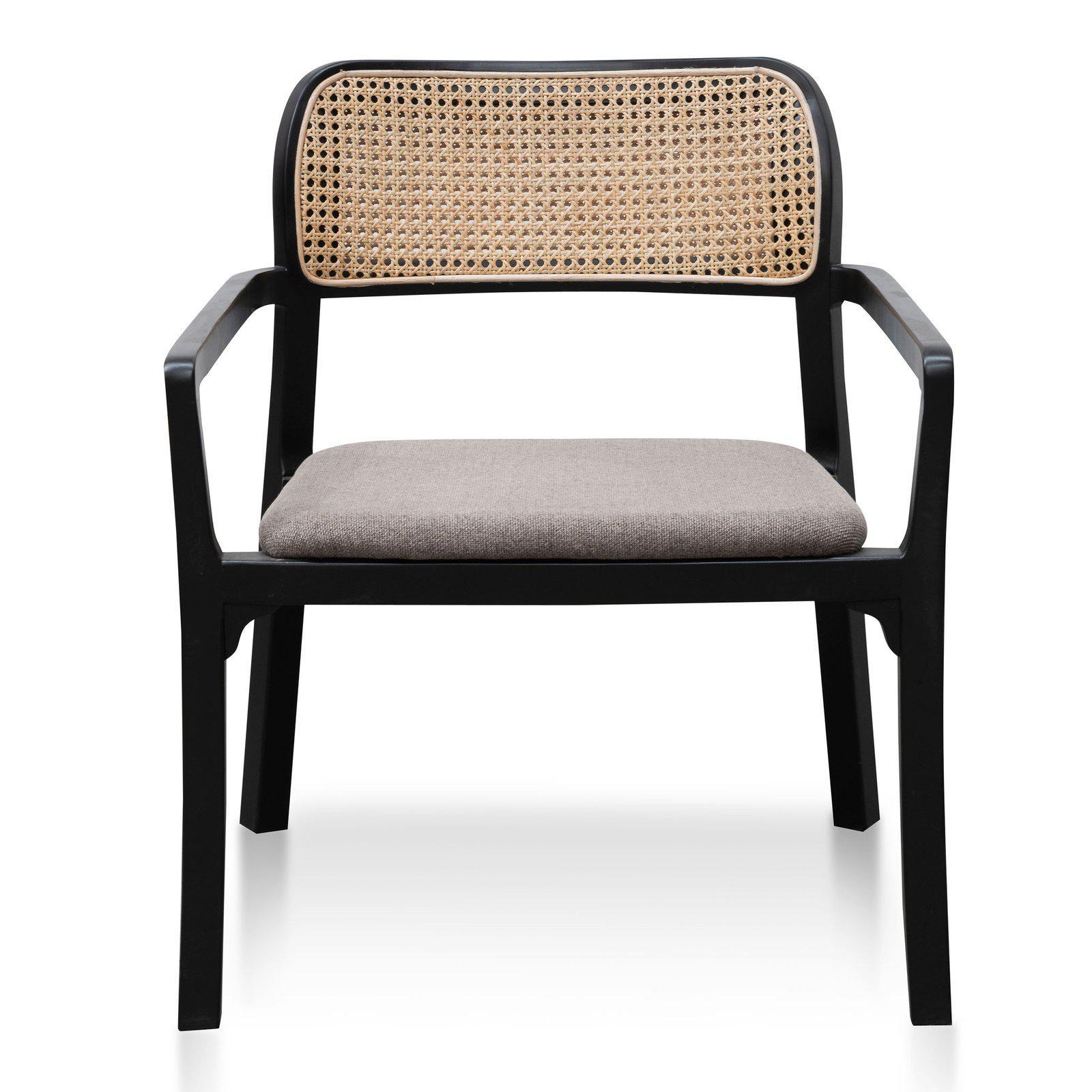 Garner | Grey Upholstered Rattan Wooden Dining Chair | Caramel Grey