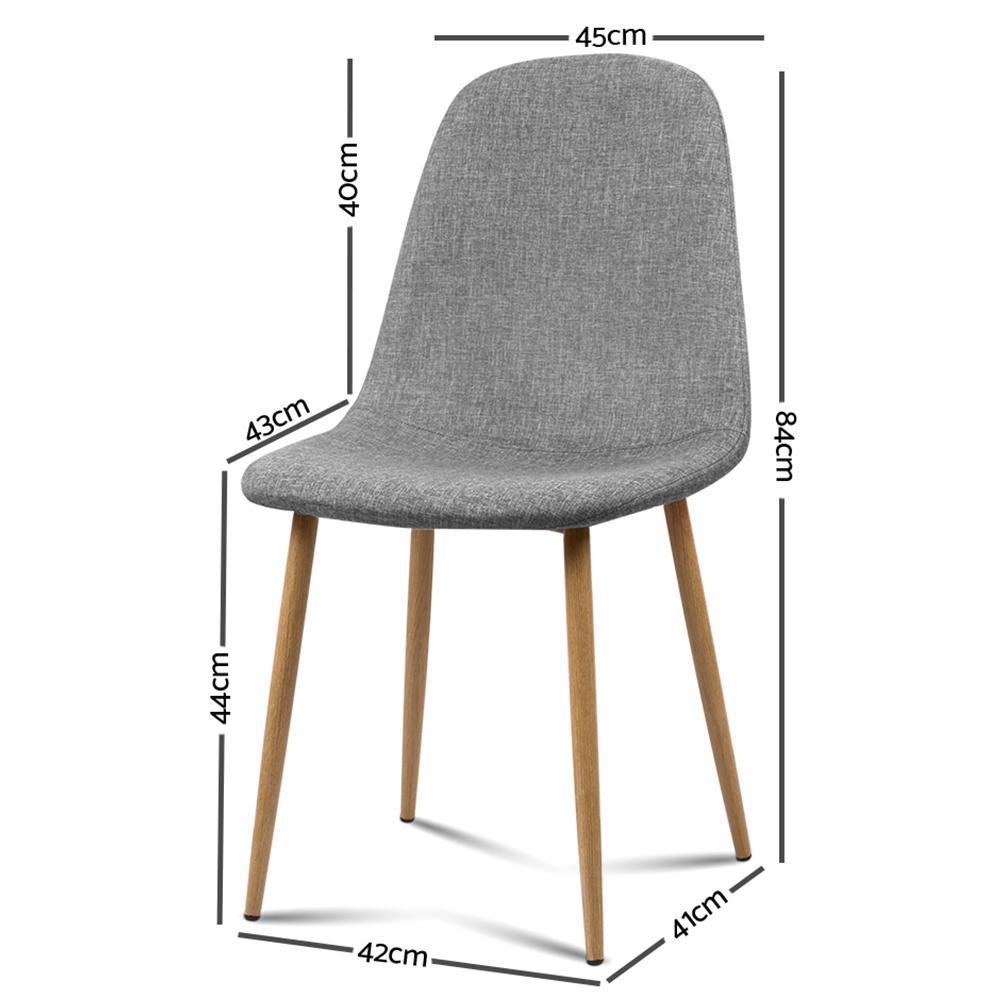 Hansen | Dark Grey, Light Grey, Fabric, Metal, Mid-Century Dining Chairs: Set of 4-Only Dining Chairs | Light Grey