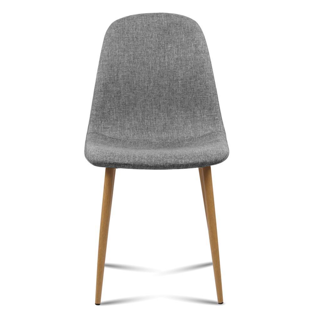 Hansen | Dark Grey, Light Grey, Fabric, Metal, Mid-Century Dining Chairs: Set of 4-Only Dining Chairs | Light Grey