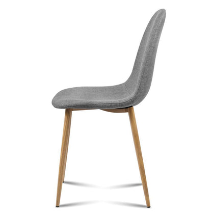 Hansen | Dark Grey, Light Grey, Fabric, Metal, Mid-Century Dining Chairs: Set of 4-Only Dining Chairs | Light Grey
