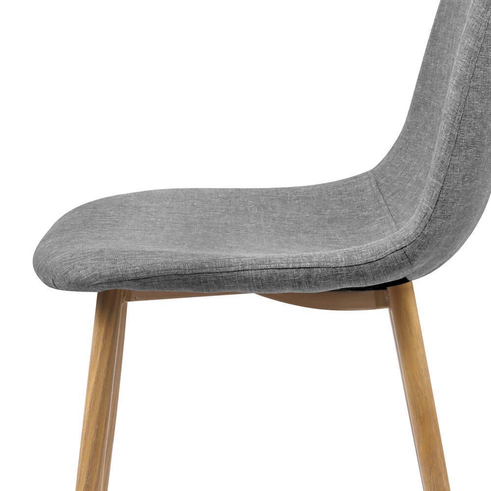 Hansen | Dark Grey, Light Grey, Fabric, Metal, Mid-Century Dining Chairs: Set of 4-Only Dining Chairs | Light Grey