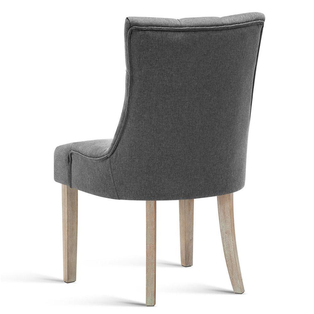 La Pyrenee | Fabric French Provincial Wooden Dining Chairs | Set Of 2 | Grey