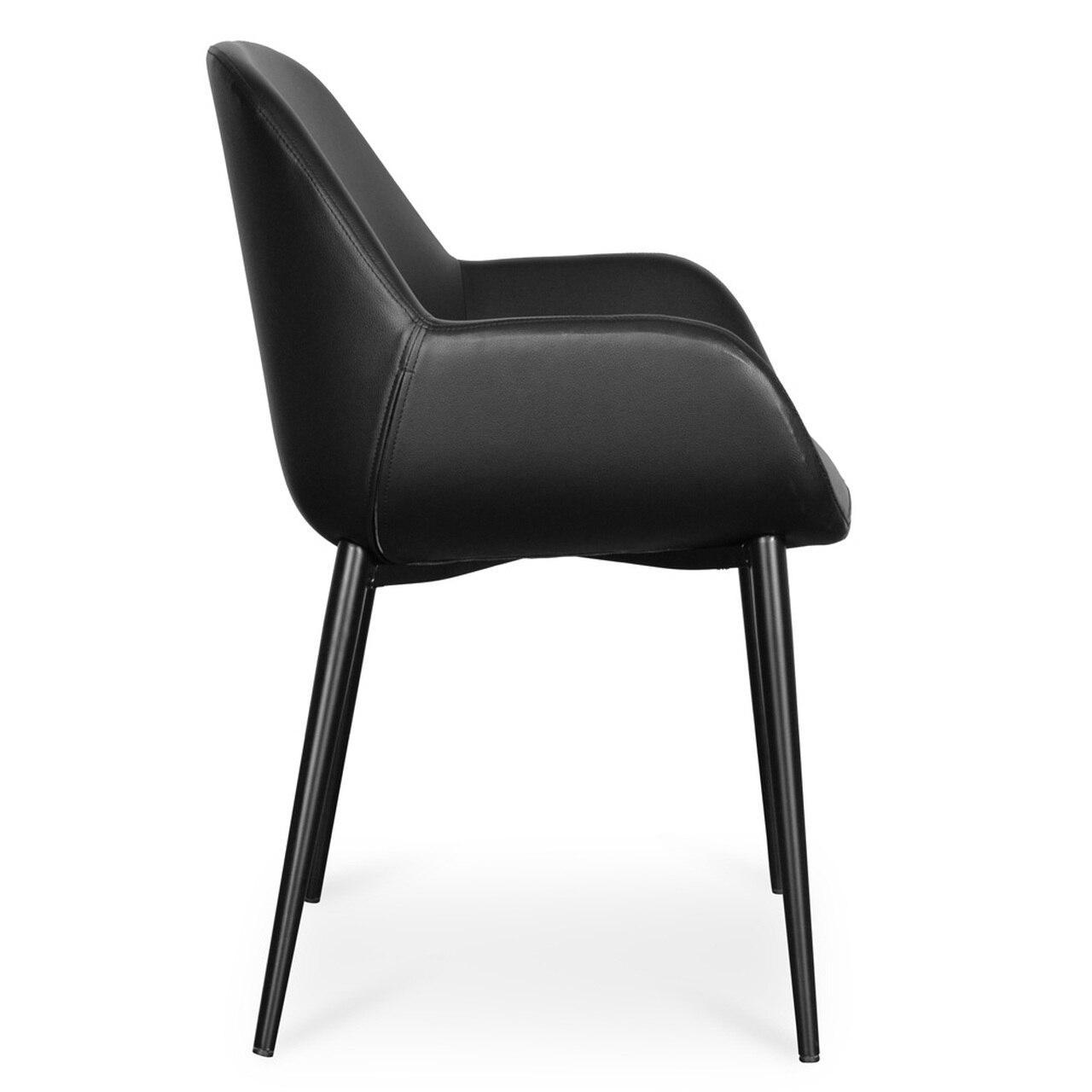 Lamont | Modern Black Leather Dining Chairs | Set Of 2 | Black