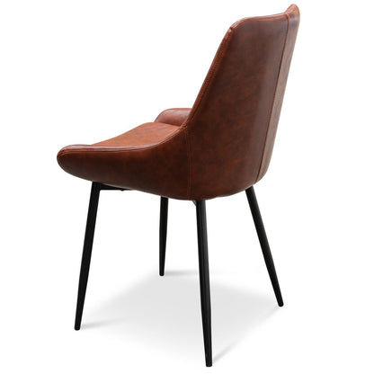 Langholm | Brown, Black Leather Dining Chairs | Set Of 2 | Cinnamon Brown