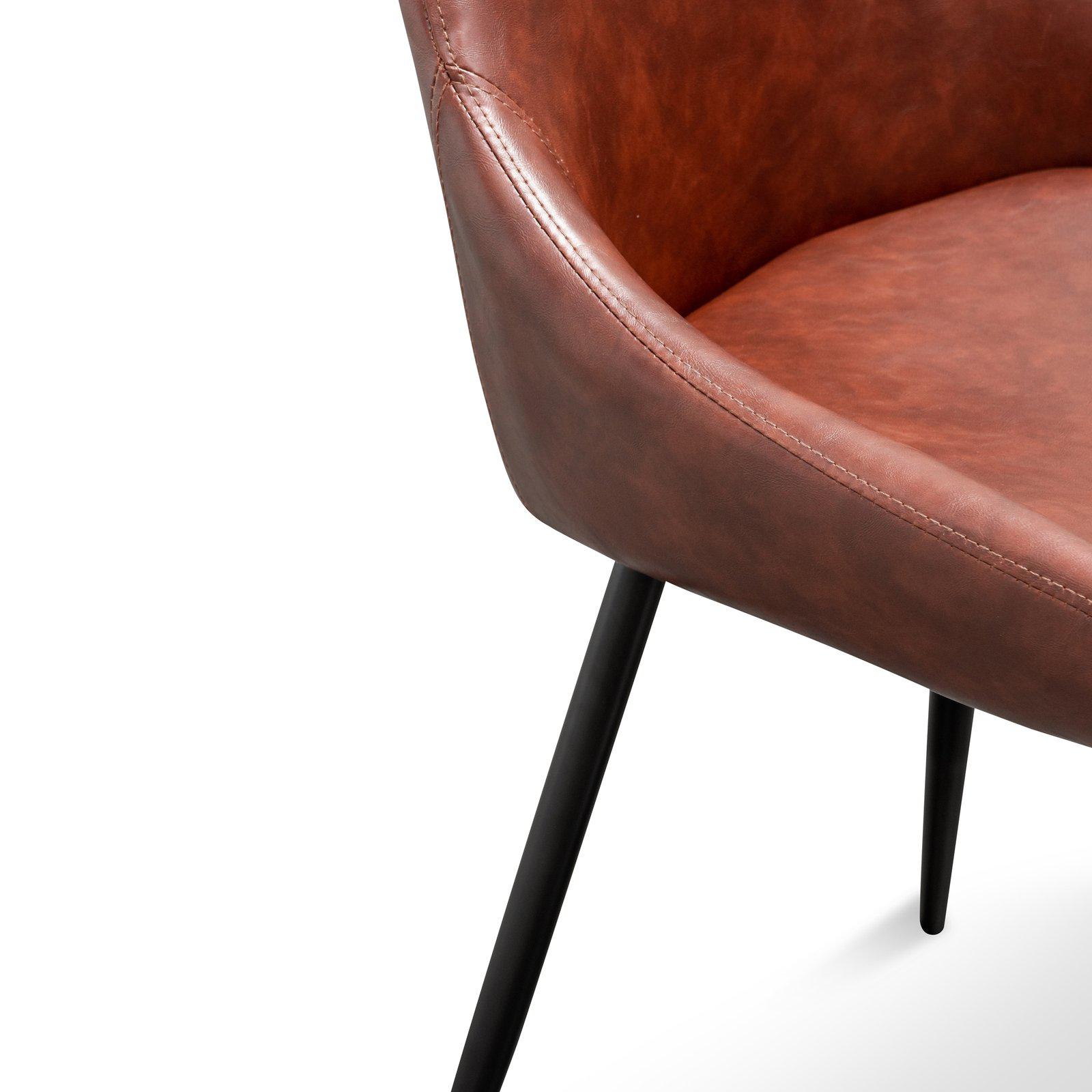 Langholm | Brown, Black Leather Dining Chairs | Set Of 2 | Cinnamon Brown
