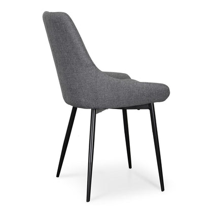 Langholm | Grey Fabric Modern Dining Chairs | Set Of 2 | Dark Grey