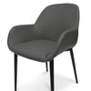 Midland | Dark Grey, PU Leather, Upholstered With Arm Rests, Metal, Contemporary Dining Chair: Set of 2-Only Dining Chairs