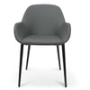 Midland | Dark Grey, PU Leather, Upholstered With Arm Rests, Metal, Contemporary Dining Chair: Set of 2-Only Dining Chairs