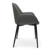 Midland | Dark Grey, PU Leather, Upholstered With Arm Rests, Metal, Contemporary Dining Chair: Set of 2-Only Dining Chairs