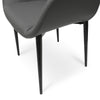 Midland | Dark Grey, PU Leather, Upholstered With Arm Rests, Metal, Contemporary Dining Chair: Set of 2-Only Dining Chairs