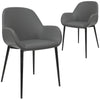 Midland | Dark Grey, PU Leather, Upholstered With Arm Rests, Metal, Contemporary Dining Chair: Set of 2-Only Dining Chairs
