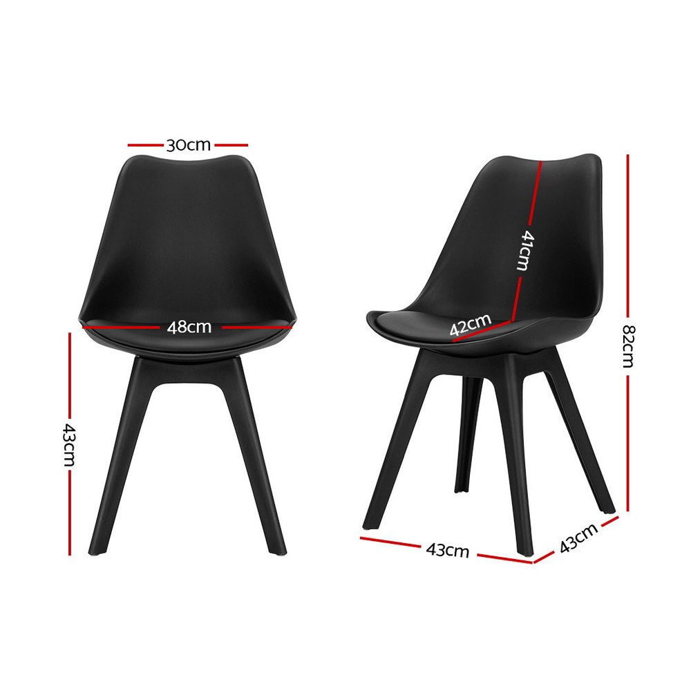 Minerva | Black PU Leather, Scandinavian Dining Chairs | Set Of 4