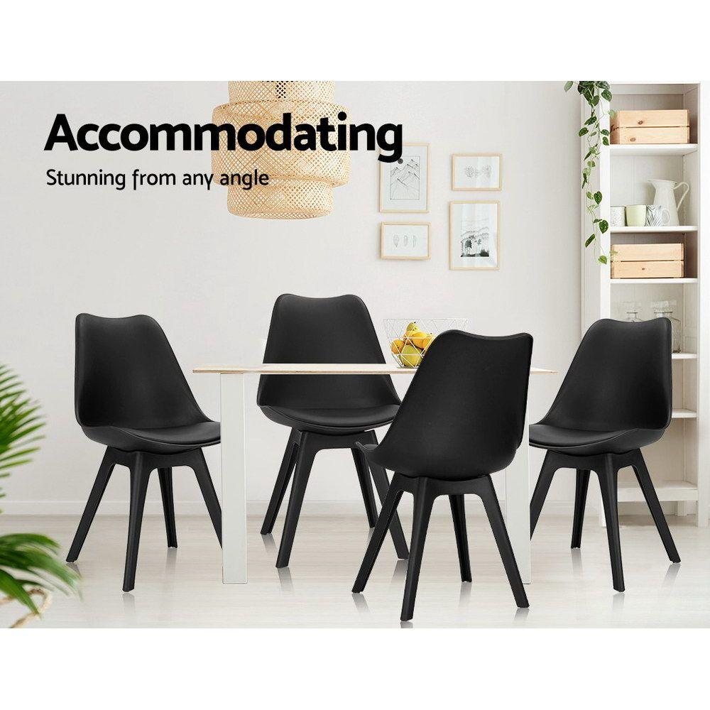 Minerva | Black PU Leather, Scandinavian Dining Chairs | Set Of 4