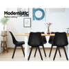 Minerva | Black, PU Leather, Padded, Scandinavian, Wooden Dining Chairs: Set of 4-Only Dining Chairs