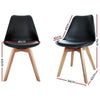 Minerva | Black, White, Grey, Plastic, PU Leather Padded, Scandinavian, Wooden Dining Chairs: Set of 4-Only Dining Chairs