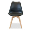 Minerva | Black, White, Grey, Plastic, PU Leather Padded, Scandinavian, Wooden Dining Chairs: Set of 4-Only Dining Chairs