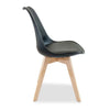 Minerva | Black, White, Grey, Plastic, PU Leather Padded, Scandinavian, Wooden Dining Chairs: Set of 4-Only Dining Chairs