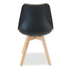 Minerva | Black, White, Grey, Plastic, PU Leather Padded, Scandinavian, Wooden Dining Chairs: Set of 4-Only Dining Chairs