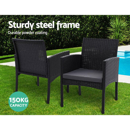 Sorrento | Grey, Black, Rattan Outdoor Dining Chairs | Set Of 2 | Grey
