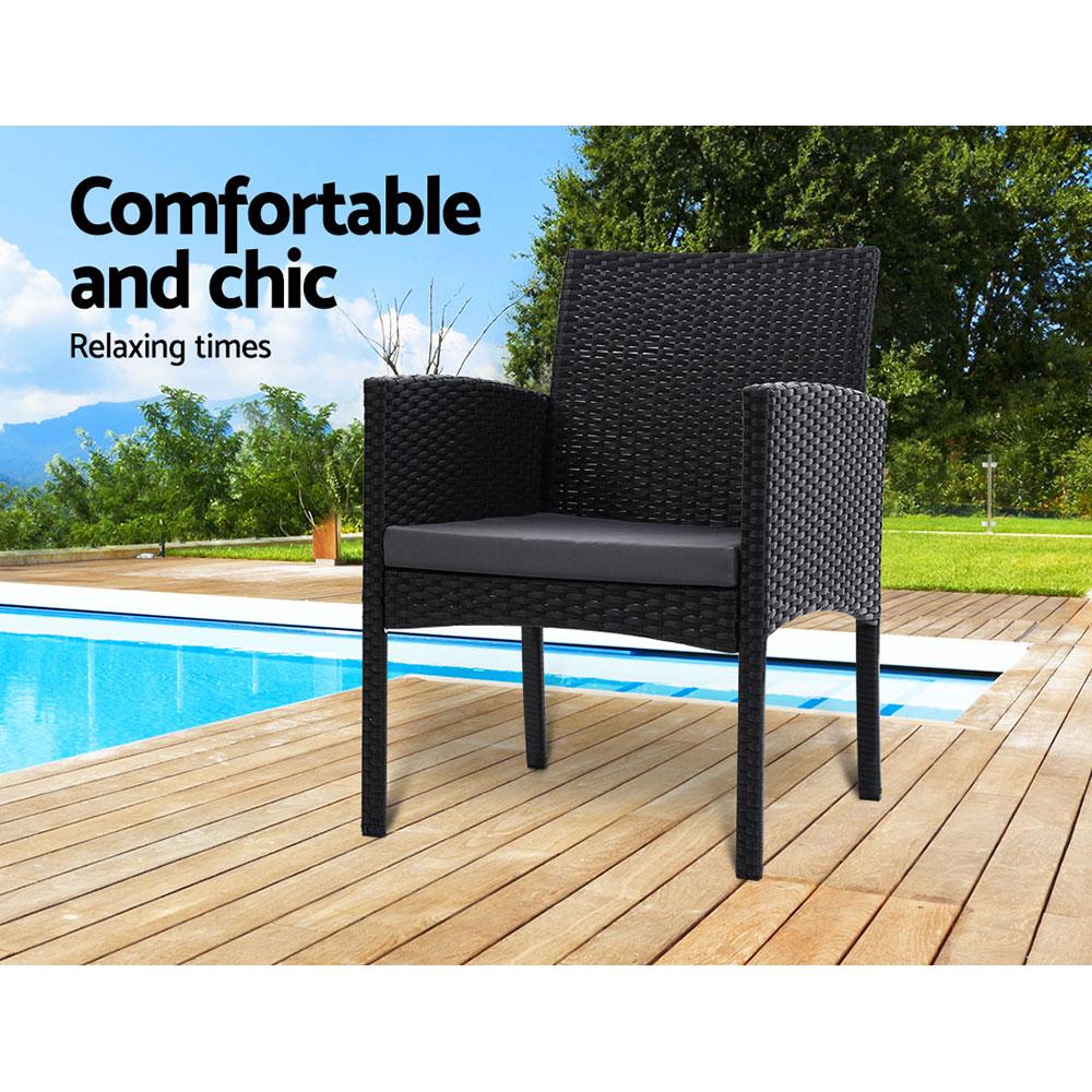Sorrento | Grey, Black, Rattan Outdoor Dining Chairs | Set Of 2 | Grey