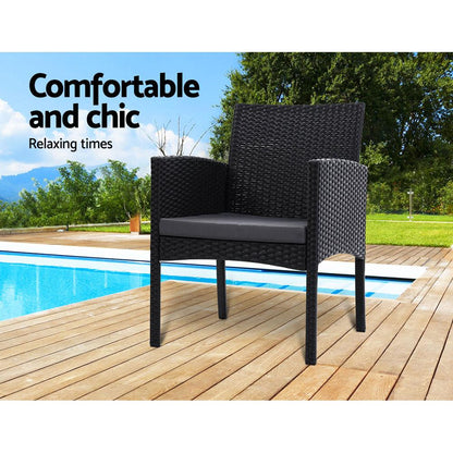 Sorrento | Grey, Black, Rattan Outdoor Dining Chairs | Set Of 2 | Grey