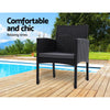 Sorrento | Grey, Cushioned Fabric, Black, Rattan, With Arms, Outdoor Dining Chairs: Set of 2-Only Dining Chairs