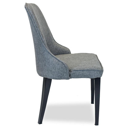 Vaucluse | Grey, Fabric, Upholstered, Mid Century, Metal Dining Chair: Set of 2 | Grey