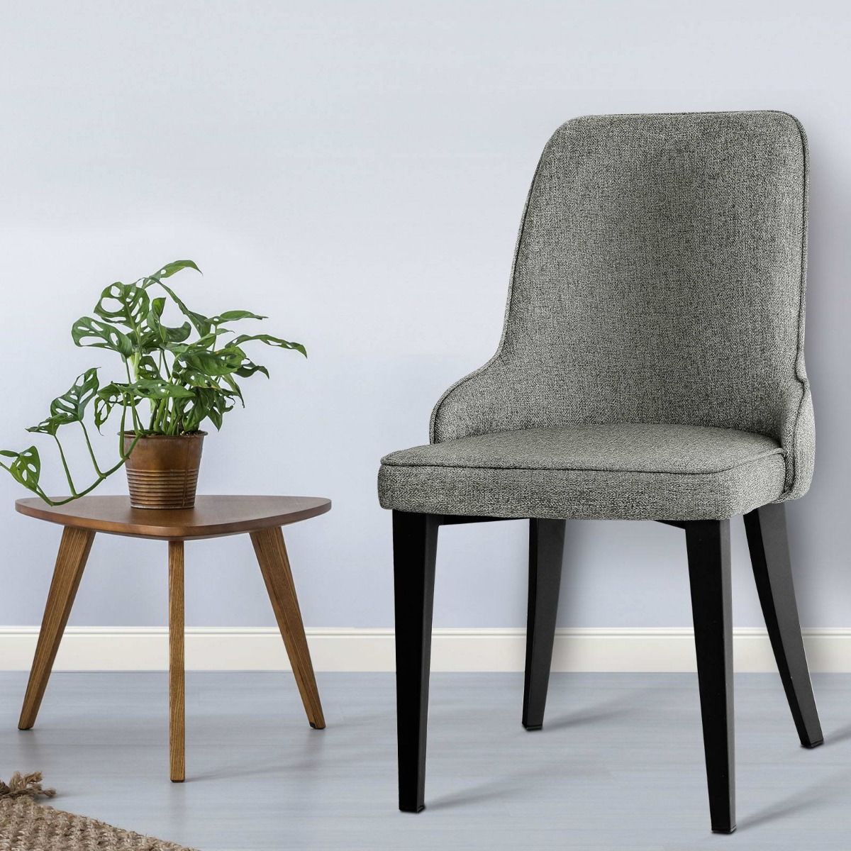 Vaucluse | Grey, Fabric, Upholstered, Mid Century, Metal Dining Chair: Set of 2 | Grey