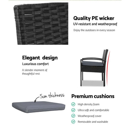 Whitehaven | Black Outdoor Rattan Dining Chair With Arms | Black