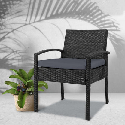 Whitehaven | Black Outdoor Rattan Dining Chair With Arms | Black